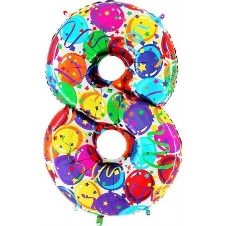 Fotografie Nafukovací balónek číslo 8 barevné balónky 102cm extra velký - Grabo