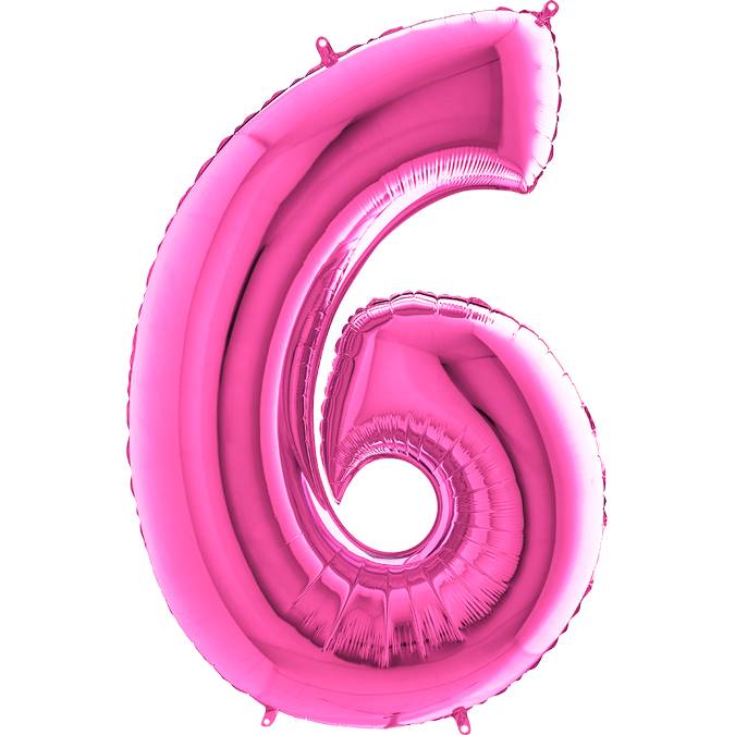 Fotografie Nafukovací balónek číslo 6 růžový 102cm extra velký - Grabo