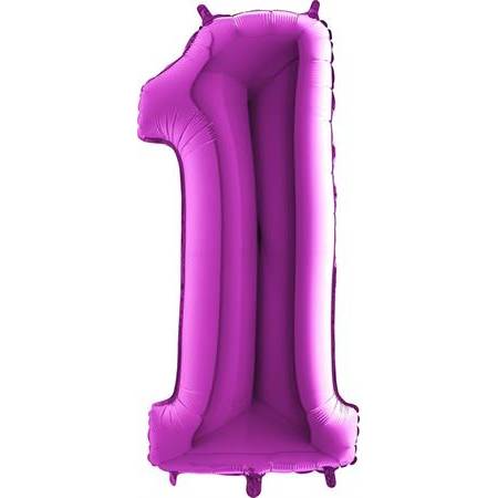 Nafukovací balónek číslo 1 fialový 102cm extra velký - Grabo