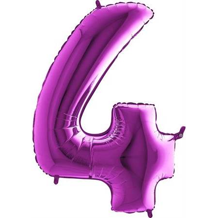 Nafukovací balónek číslo 4 fialový 102cm extra velký - Grabo