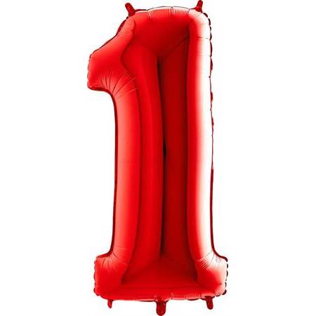 Nafukovací balónek číslo 1 červený 102cm extra velký - Grabo