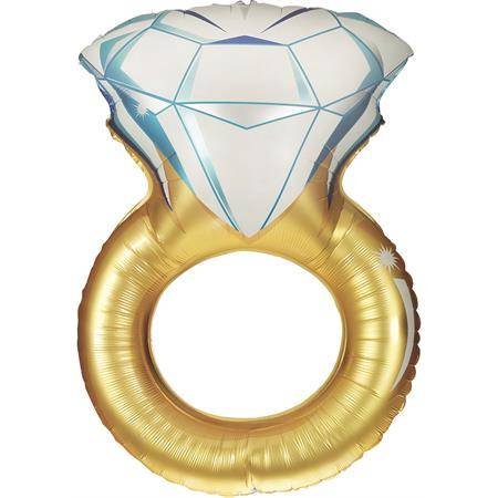 Nafukovací balónek prstýnek zlatý s diamantem 94 cm - Grabo