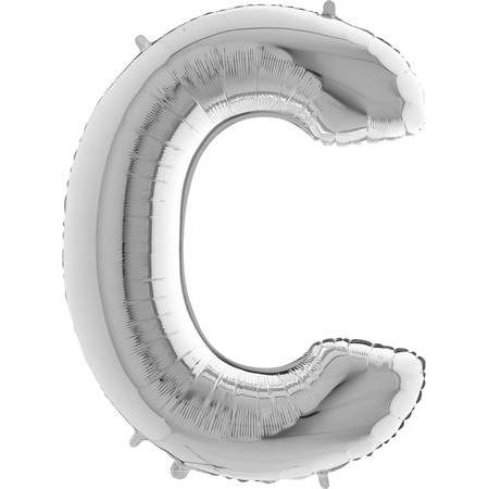 Nafukovací balónek písmeno C stříbrné 102 cm - Grabo