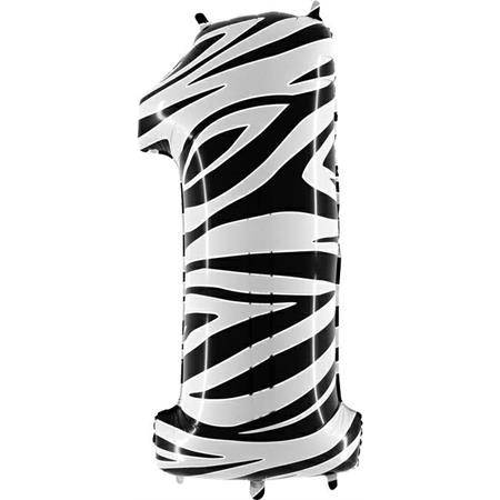 Nafukovací balónek číslo 1 zebra 102cm extra velký - Grabo