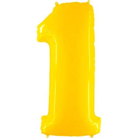 Nafukovací balónek číslo 1 žlutý 102cm extra velký - Grabo