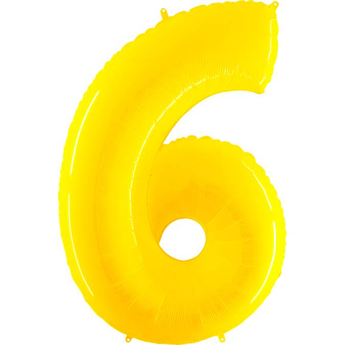 Fotografie Nafukovací balónek číslo 6 žlutý 102cm extra velký - Grabo