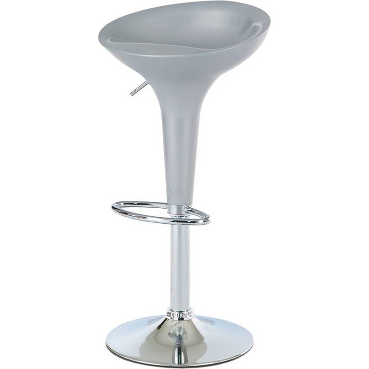 Barová židle, stříbrný plast, chromová podnož, výškově nastavitelná AUB-9002 SIL Art - Art
