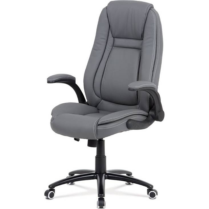 Kancelářská židle, šedá ekokůže, kříž kov černý, houpací mechanismus KA-G301 GREY Art