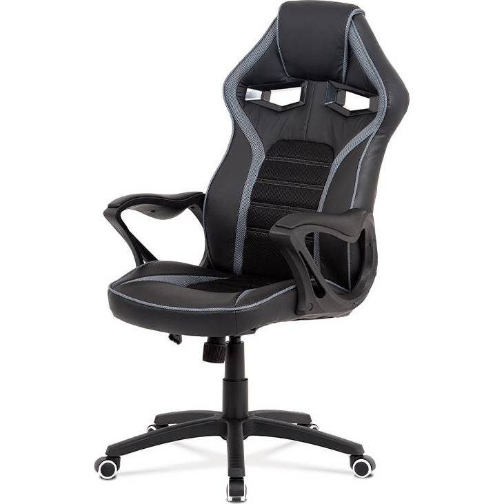Kancelářská židle, černá látka + MESH, šedá MESH, kříž plast černý, houpací mech KA-G406 GREY Art
