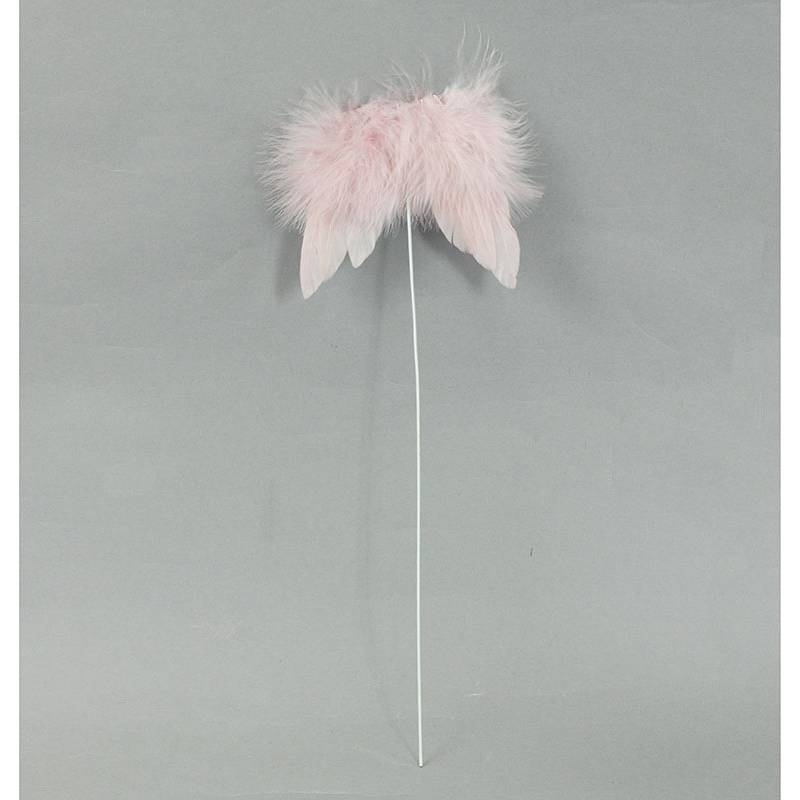 Andělská křídla z peří, -zápich, barva růžová, baleno 12 ks v polybag. Cena za 1 ks. AK6105-PINK Art