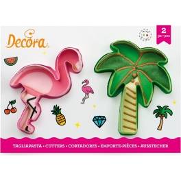 Plameňák a palma plastové vykrajovátko set 2 ks - Decora
