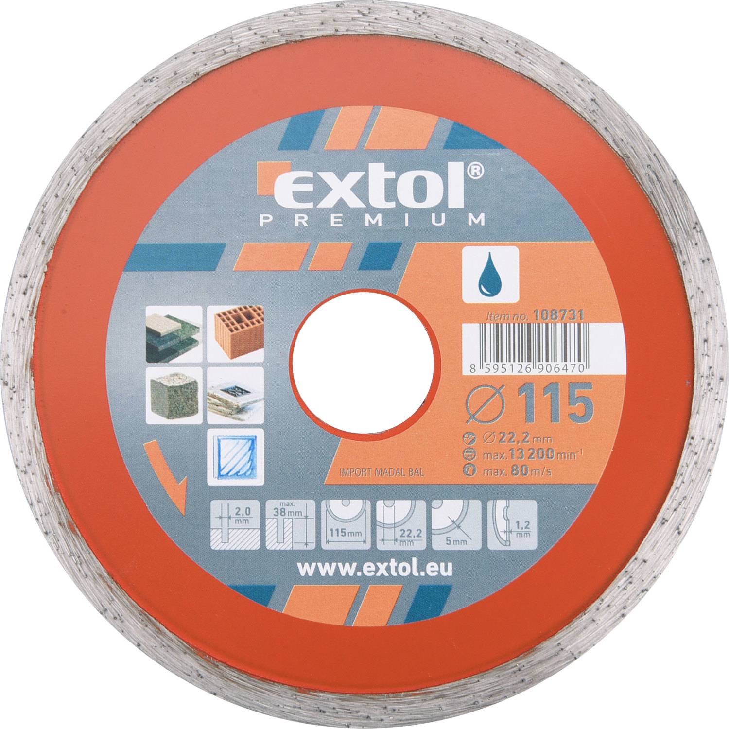 Extol Premium 108732 kotouč diamantový řezný celoobvodový, 125x22,2 mm