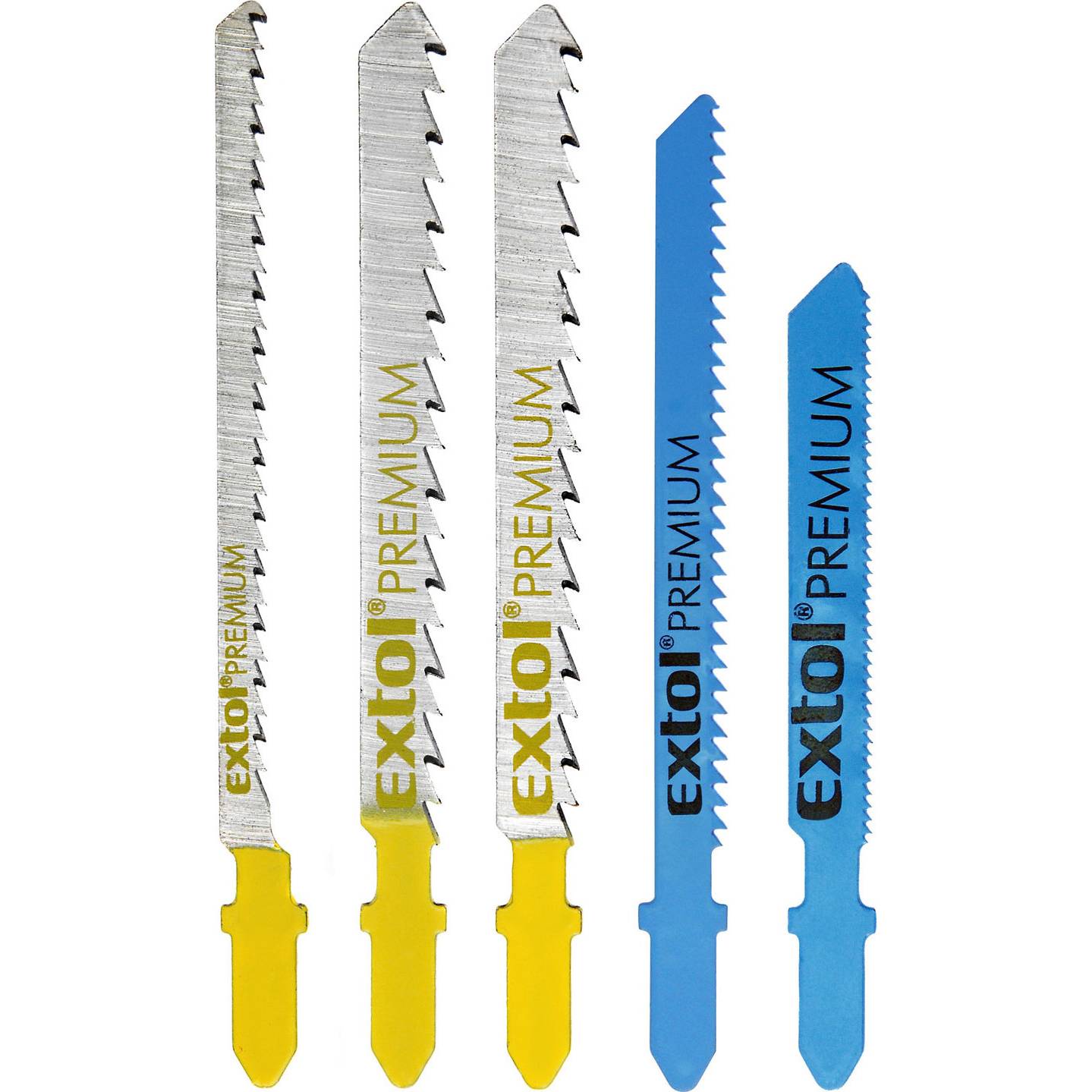 plátky do přímočaré pily-mix, sada 5ks, úchyt BOSCH, Bi-metal, HSS, HCS 8805100 EXTOL PREMIUM