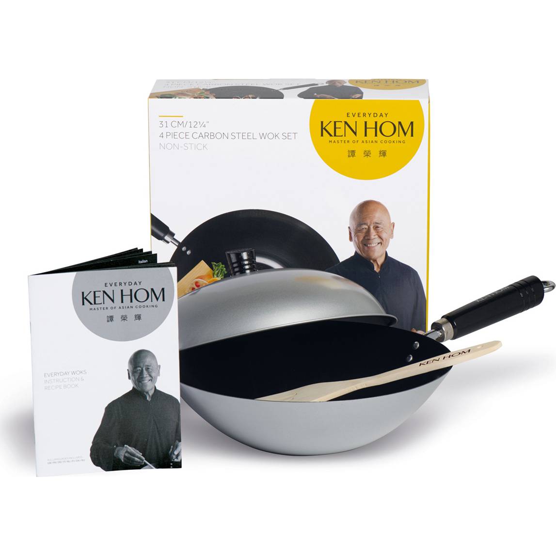 Ken Hom wok pánev z uhlíkové oceli, 4 dílná sada, 31 cm, řada Everyday KH131041 DKB Household UK Limited