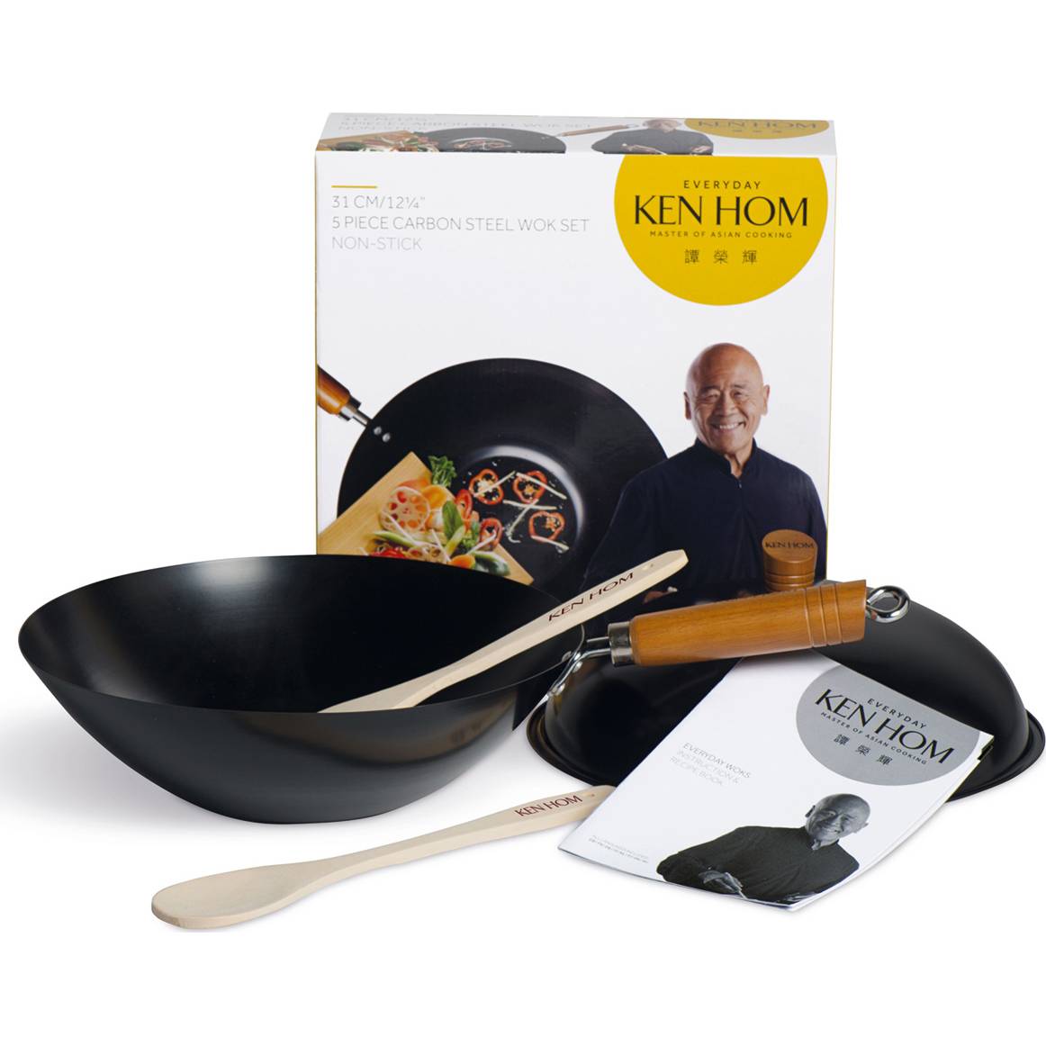 Ken Hom wok pánev z uhlíkové oceli, 5ti dílná sada, 31 cm, řada Everyday KH131051 DKB Household UK Limited