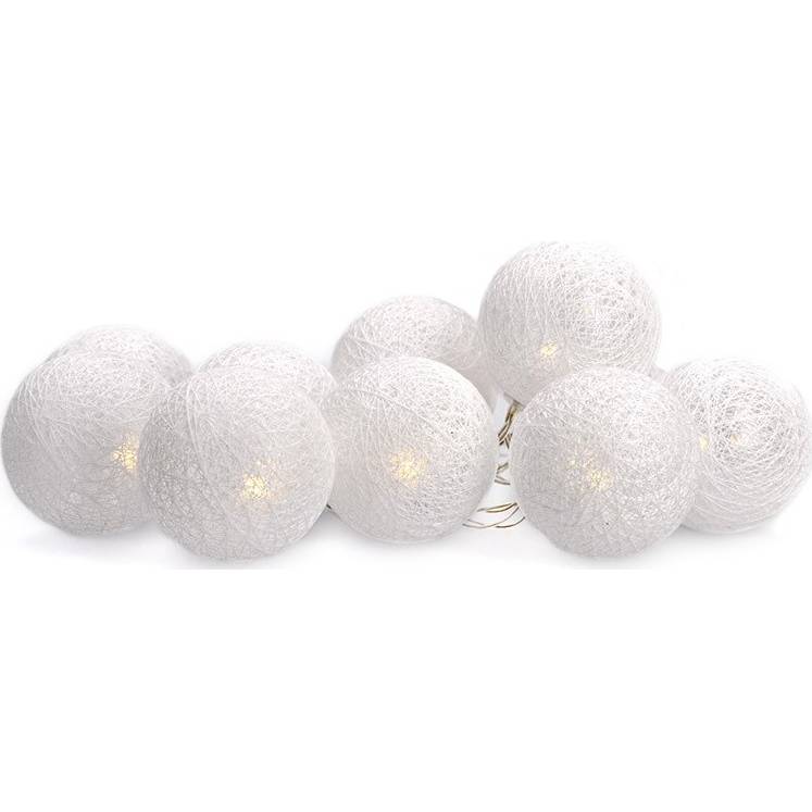 LED řetěz vánoční koule bavlněné, 10LED, 1m, 2x AA, IP20 1V201 Solight