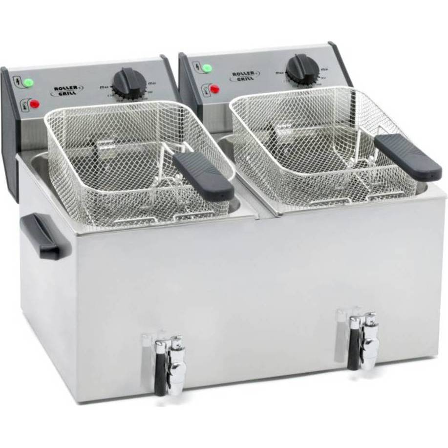 FRITÉZA STOLNÍ ELEKTRICKÁ FD 80 DR - objem 2 x 8 l - S VÝPUSTNÝM VENTILEM P01037A01 ROLLER GRILL International