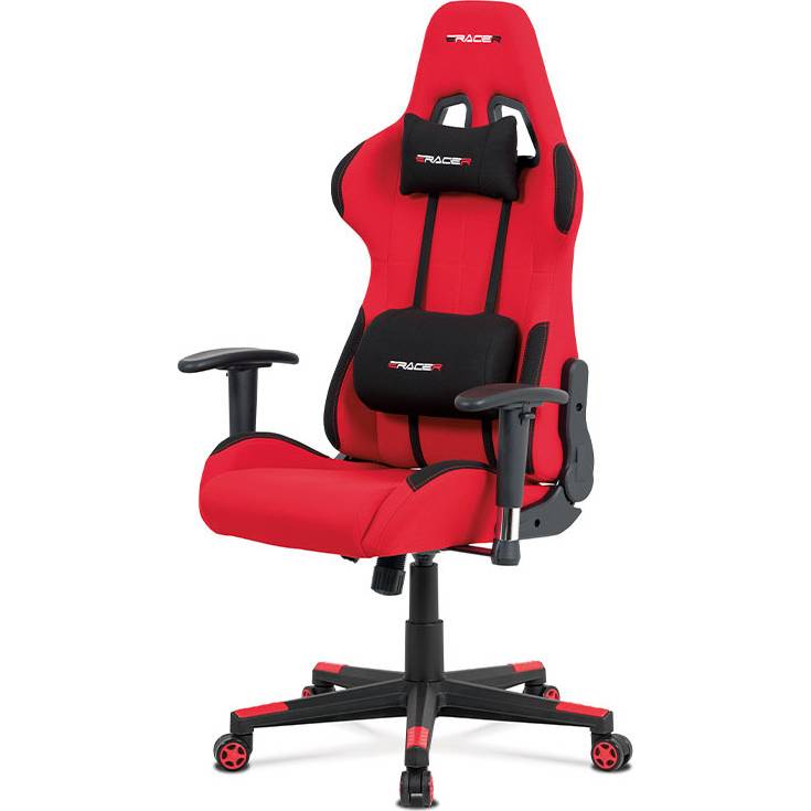 Kancelářská židle, červená látka, houpací mech., plastový kříž KA-F05 RED Art