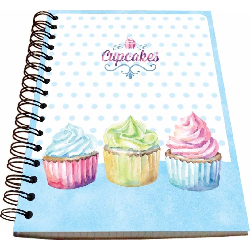 Spirálový blok A5 na zápis kuchařských receptů - čtverečkovaný cupcakes - Alvarak