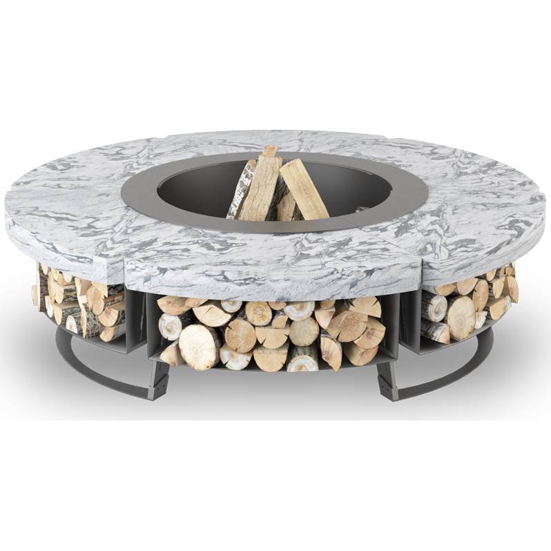 Luxusní přenosné ohniště HETTA ROUND 155 - Inox / Granit Viscout White - Hetta Supply