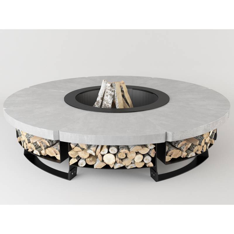 Luxusní přenosné ohniště HETTA ROUND 230 - Black Steel / Concrete - Hetta Supply
