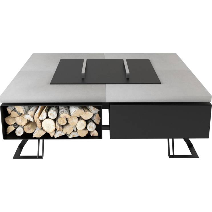 Luxusní přenosné ohniště HETTA SQUARE 180 - Black Steel / Concrete - Hetta Supply