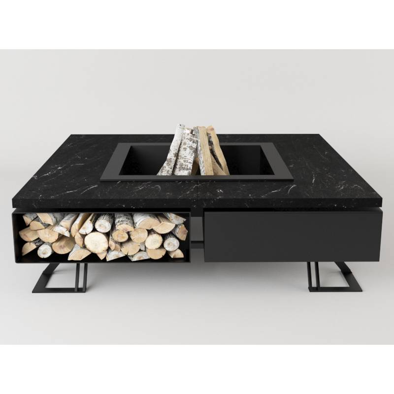 Luxusní přenosné ohniště HETTA SQUARE 180 - Black Steel / Monumental - Hetta Supply