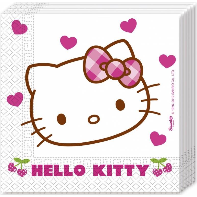 Papírové ubrousky se 3 vrstvami – s motivem HELLO KITTY 20ks - Alvarak