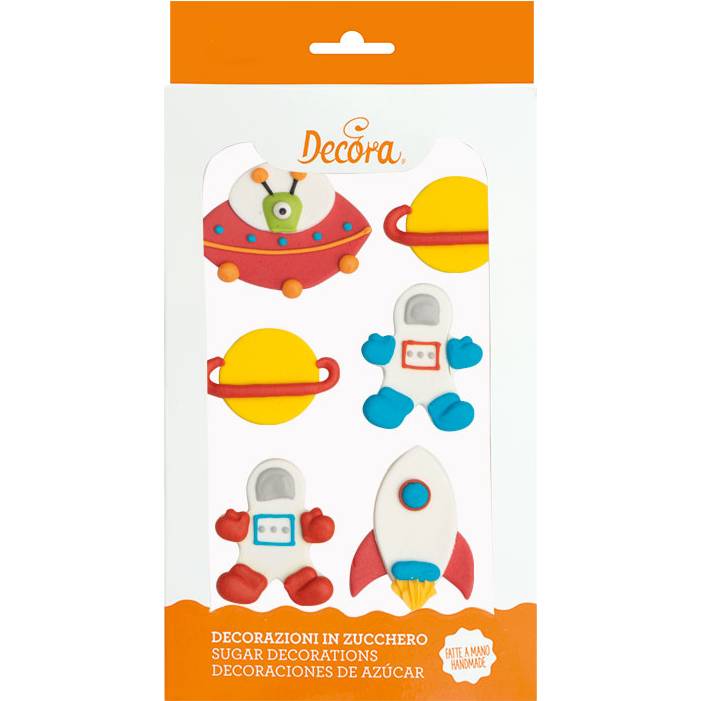 Cukrové zdobení na dort vesmír UFO 6ks - Decora