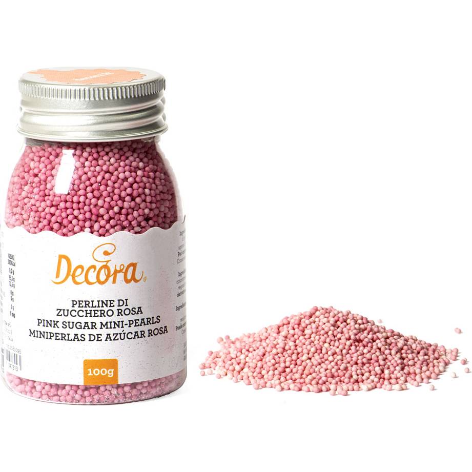 Fotografie Cukrové zdobení mini perličky 1,5mm růžové 100g - Decora