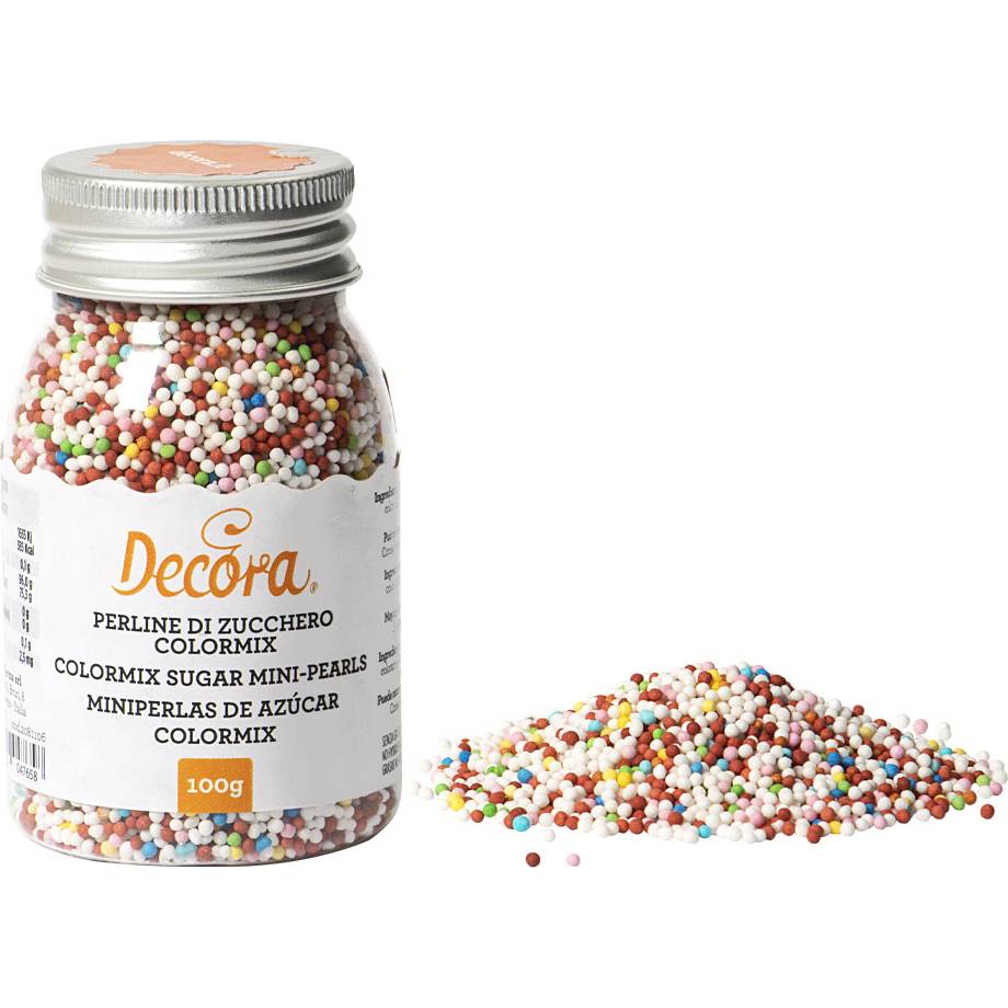 Fotografie Cukrové zdobení mini perličky 1,5mm barevné 100g - Decora