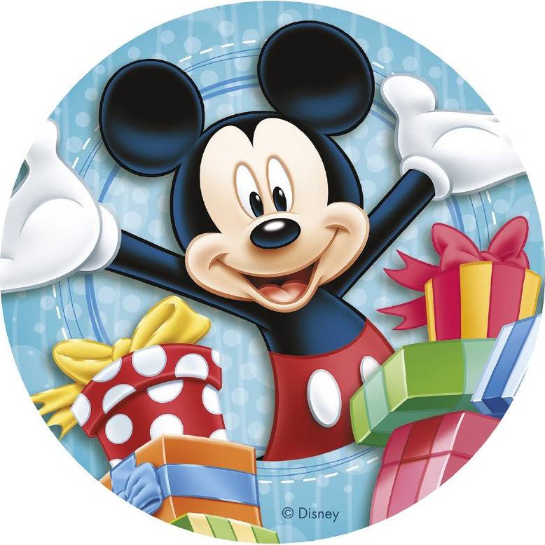 Fotografie Fondánový list na dort Mickey a dárky - Dekora