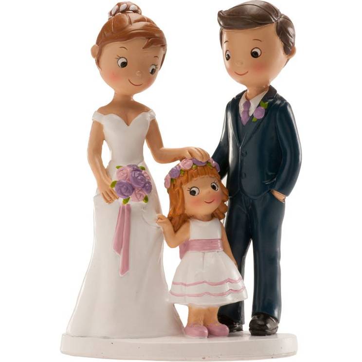 Fotografie Svatební figurka na dort 16cm manželé s holčičkou - Dekora