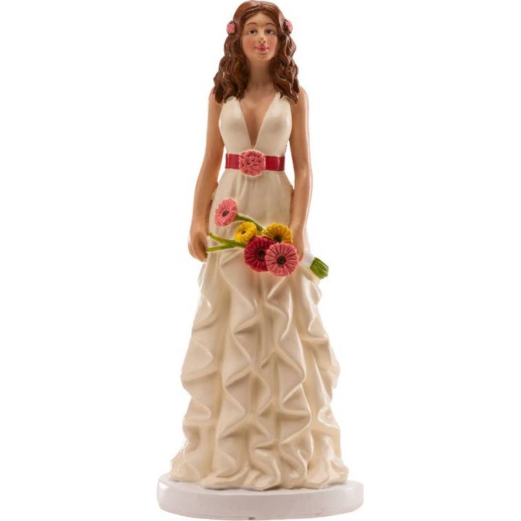 Fotografie Svatební figurka na dort 16cm ona v romantických šatech - Dekora