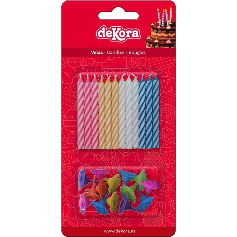 Fotografie Dortové svíčky barevné se zápichem 24ks - Dekora