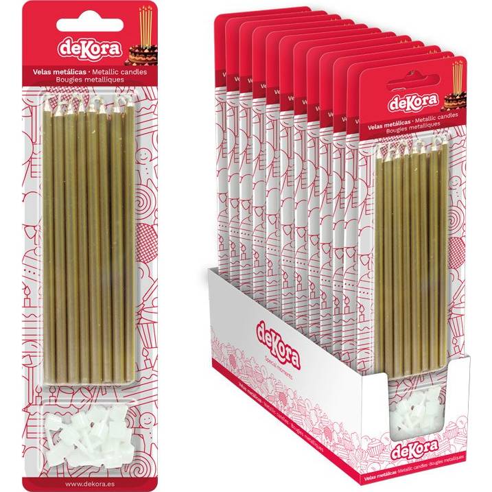 Fotografie Zlaté dortové svíčky se zápichem 13cm 16ks - Dekora