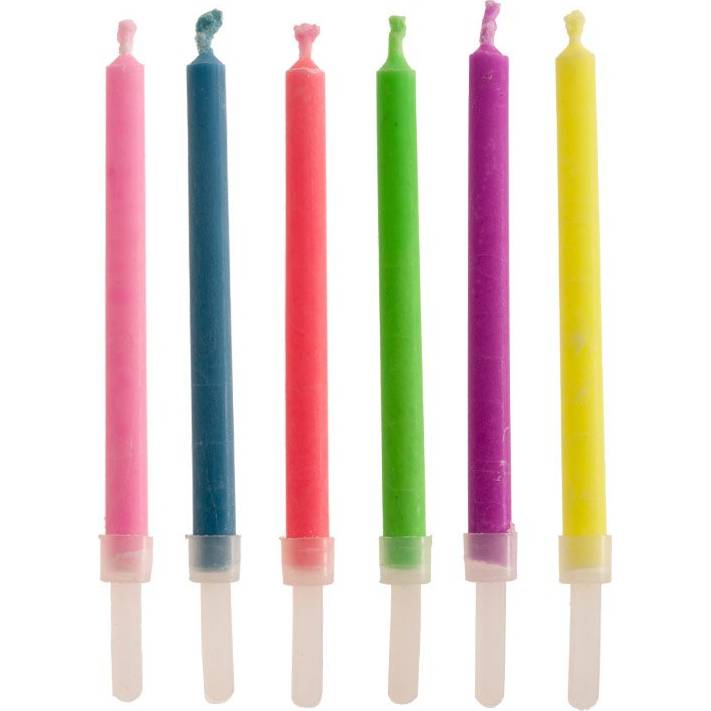 Fotografie Barevné dortové svíčky se zápichem 6ks - Dekora