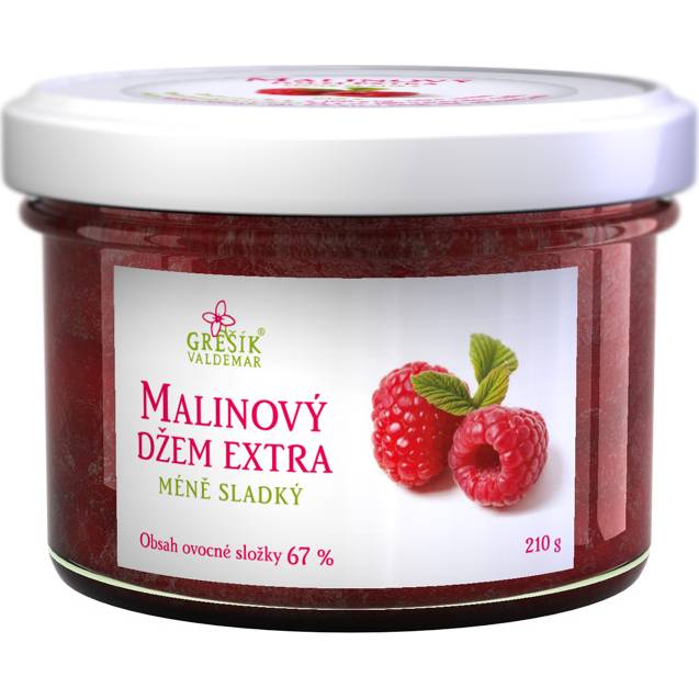 Džem Malinový extra Méně sladký 210g - Grešík