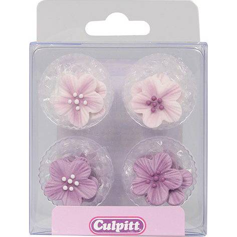 Cukrová dekorace fialové květiny 12ks - Culpitt