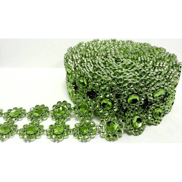 Fotografie Diamantový pás plastový květinový zelený (3 cm x 3 m)