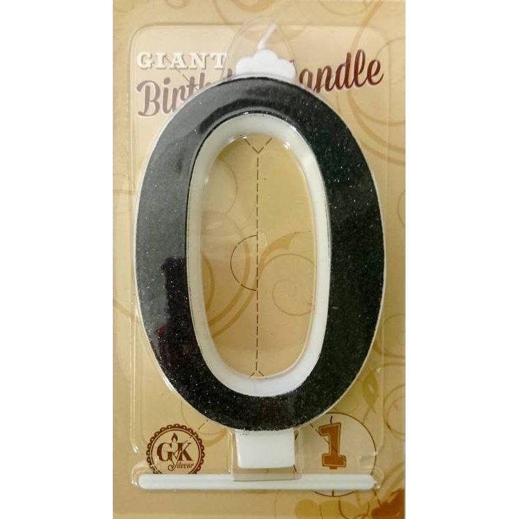 Svíčka velká černá číslo 0 Obrázek