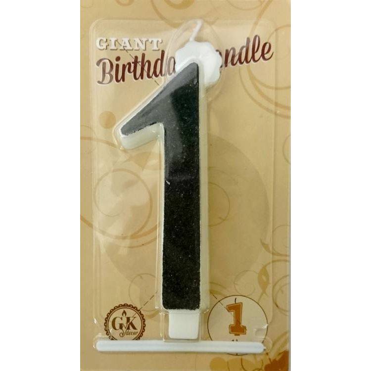 Svíčka velká černá číslo 1 Obrázek