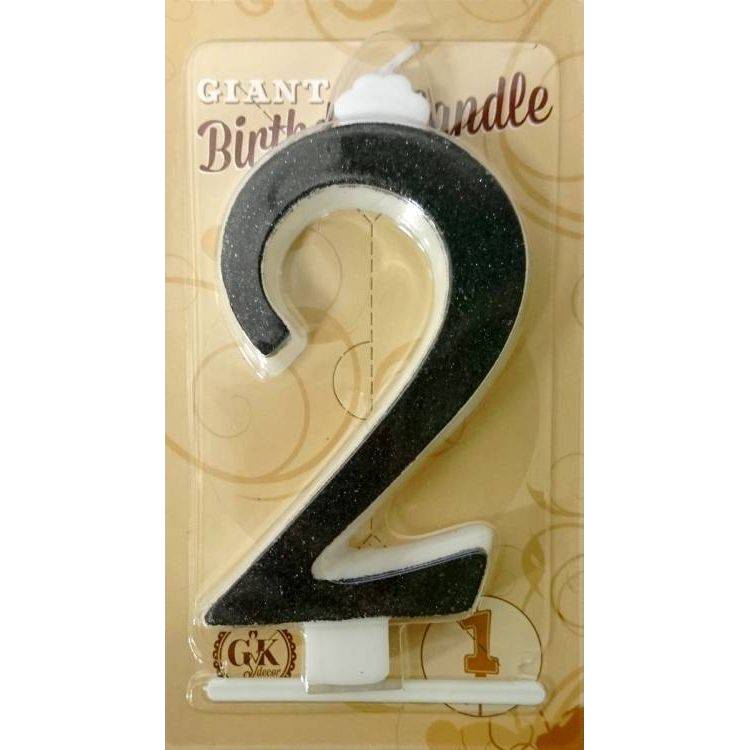 Svíčka velká černá číslo 2 Obrázek