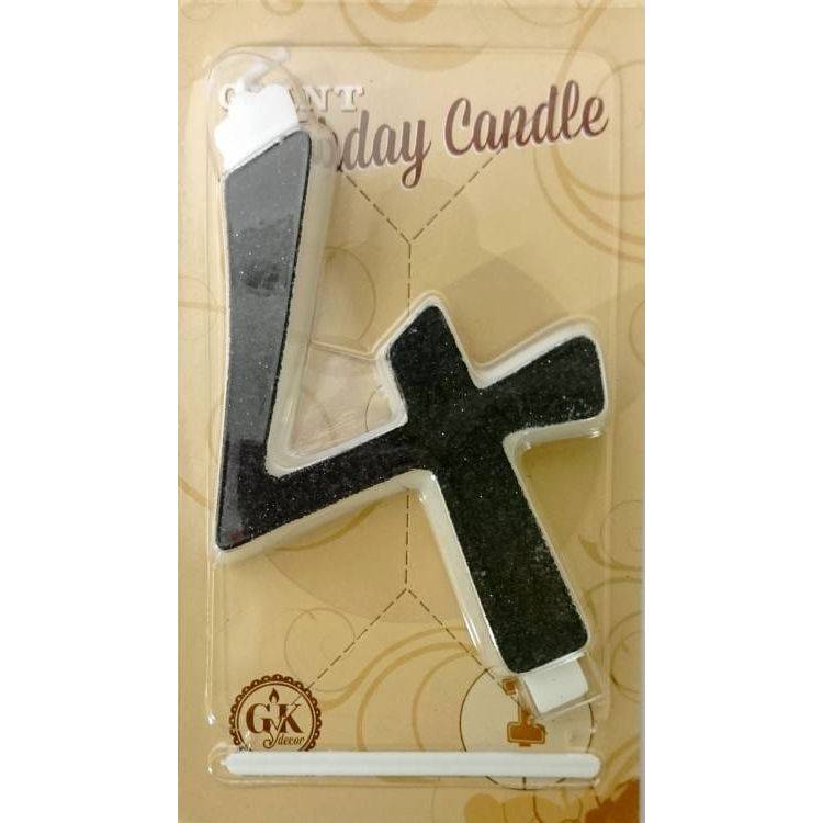 Svíčka velká černá číslo 4 Obrázek