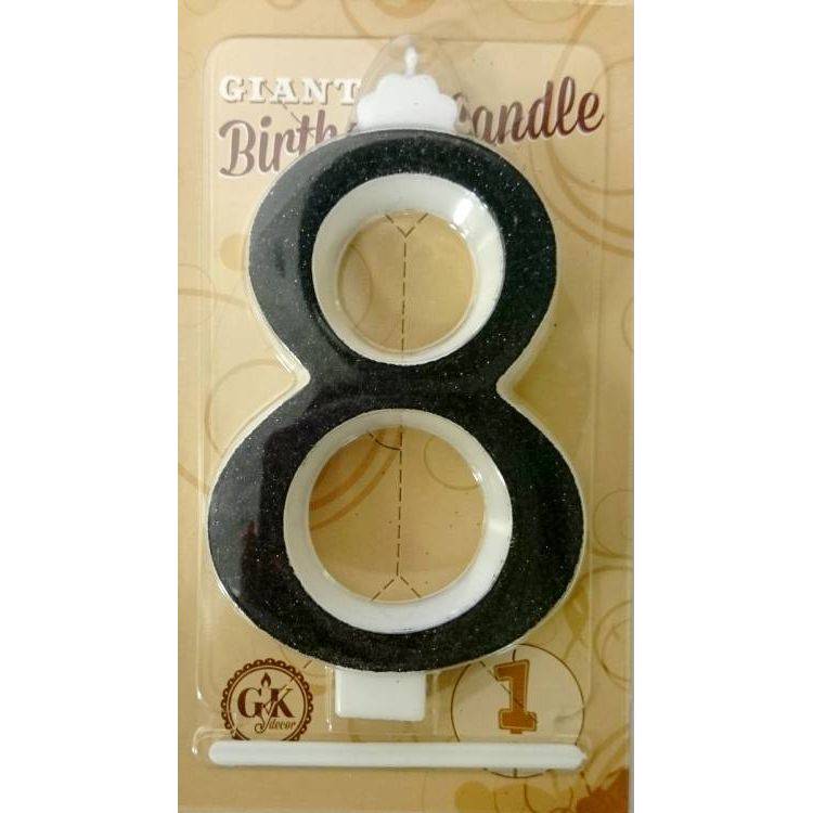 Svíčka velká černá číslo 8 Obrázek