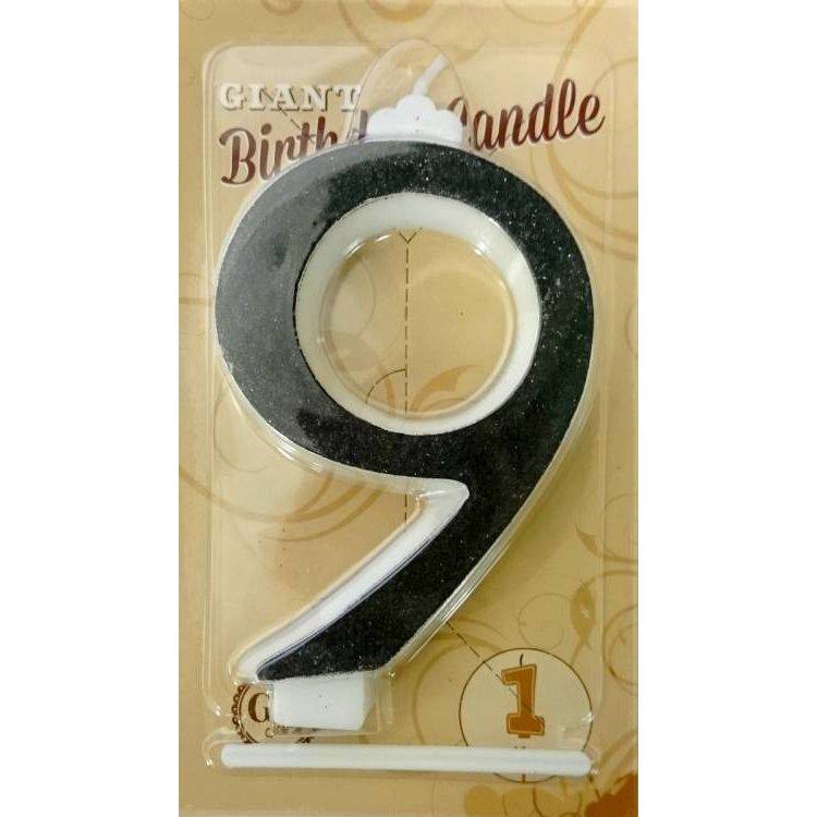 Svíčka velká černá číslo 9 Obrázek