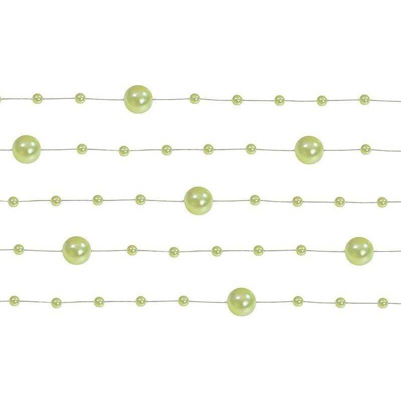 Perlová girlanda světle zelená 130 cm (5 ks)