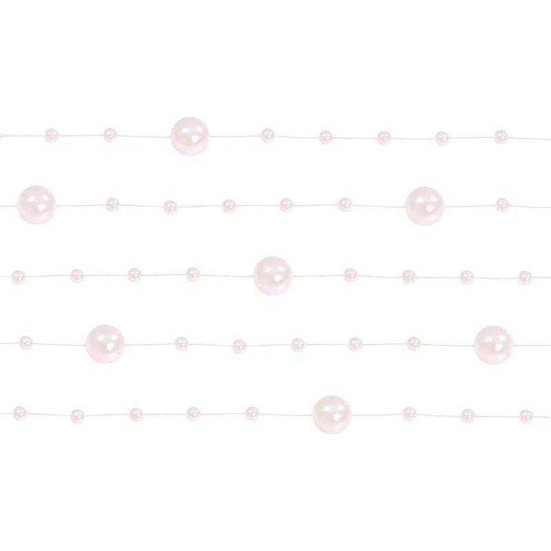 Perlová girlanda bledě růžová 130 cm (5 ks)
