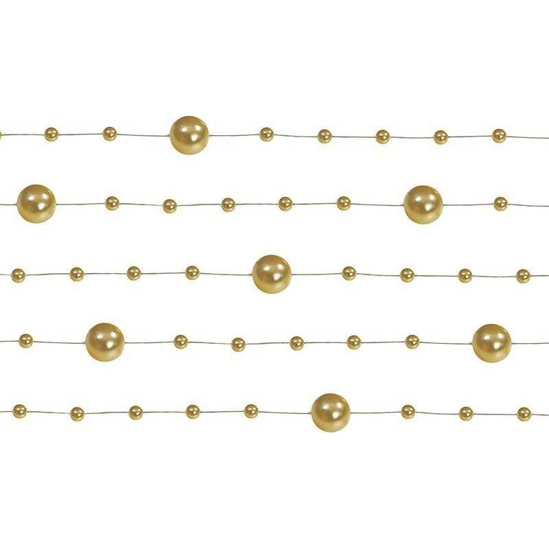Perlová girlanda zlatá 130 cm (5 ks)