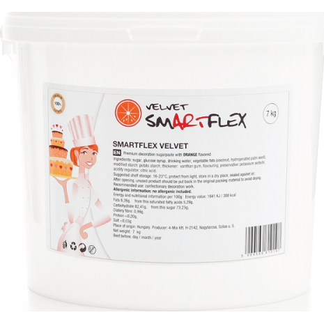 Fotografie Smartflex Velvet Pomeranč 7 kg (Potahovací a modelovací hmota na dorty)